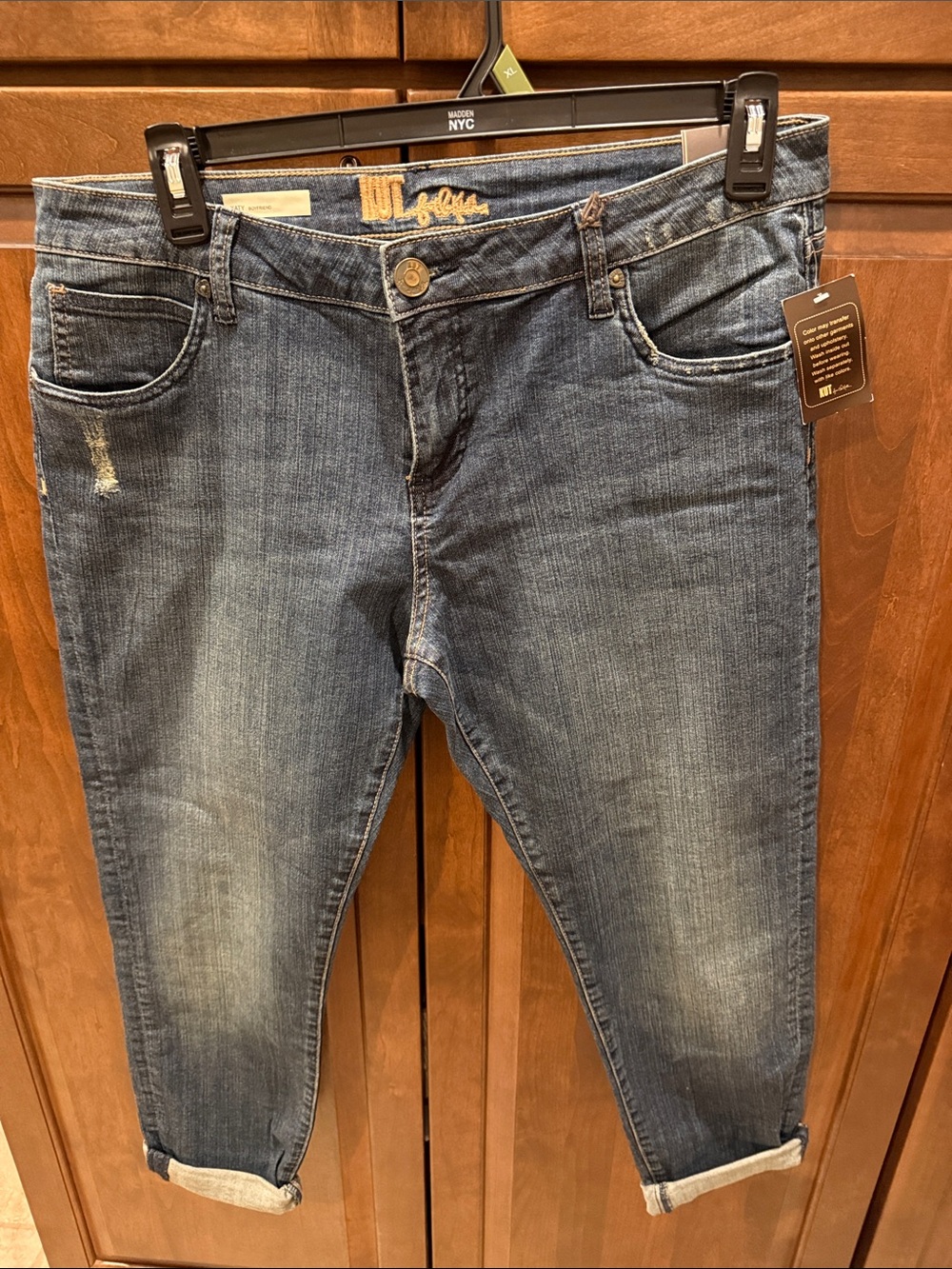 Kut from the Kloth Dark Mid-Blue Cropped Ankle Jeans